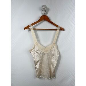 Vintage DEENA 32 Cream‎ Cami Satin Camisole Top Lace Feminine Dainty USA